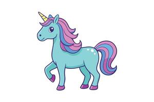 Illustration of a beautiful unicorn with a pastel colored mane, perfect for dreamy, fantasy, or whimsical themed graphic projects and merchandise vector