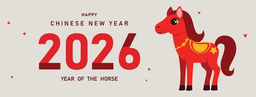 Chinese New Year design cards. 2026 year of the Horse. Lunar new year concept. Geometric modern with abstract forms, gradients, Horse. Design for calendar, cover, flyer. vector