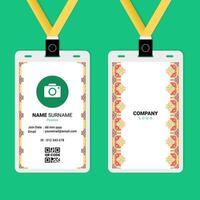 ID Card Design with Geometric Chinese Ornament on Left and Right Side vector