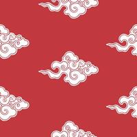 Seamless pattern with tradition chinese or tibetan cloud on red background. Flat design for card, wallpaper, cover, wrapping, banner, poster, backdrop. vector