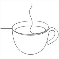 Continuous single line drawing a cup of coffee or tea Coffee single line art drawing of outline style illustration vector