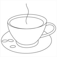 Continuous single line drawing a cup of coffee or tea Coffee single line art vector