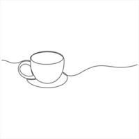 Continuous single line drawing a cup of coffee or tea Coffee single line art drawing sketch illustration vector