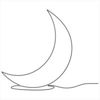 Single line continuous drawing of crescent moon for Ramadan element simple crescent moon line art vector