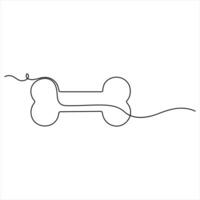 Single line continuous drawing of bone simple human bone line art illustration vector
