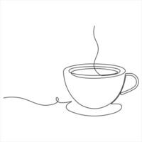 Continuous single line drawing a cup of coffee or tea Coffee single line art drawing outline style illustration vector
