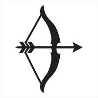 Bow and arrow simple flat silhouette on white background vector