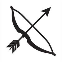Bow and arrow simple flat silhouette white background vector