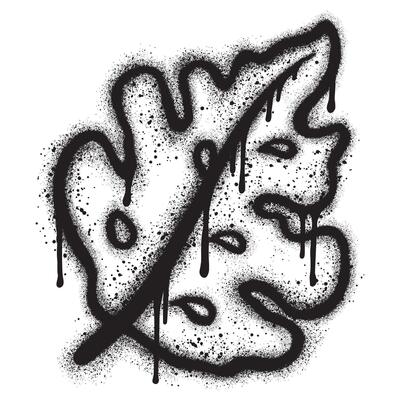 Spray Painted Graffiti tropical leaves Sprayed isolated with a white background.eps 10.