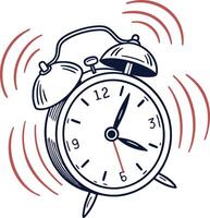 Alarm clock icon with bells and dynamic motion vector