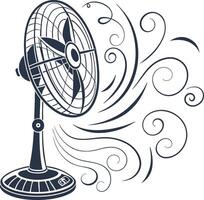 Electric fan icon with airwaves forming swirli vector