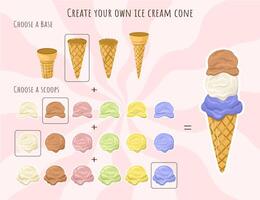 Kit for creating your Ice Cream cone. Customizable Ice Cream for the menu. vector