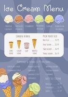 Editable Ice Cream Menu template with pricing section. vector
