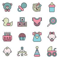 Baby shower icon design element set vector