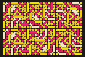 Retro Yellow and Pink Modular Pattern Geometric Block Maze Design vector