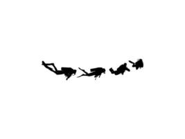 Silhouette of the Diving, Flat style, can use for Logo Gram, Sticker, Pictogram, Website, Apps, Diving Illustration or Graphic Design Element. BW and Editable vector