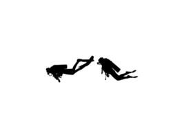 Silhouette of the Diving, Flat style, can use for Logo Gram, Sticker, Pictogram, Website, Apps, Diving Illustration or Graphic Design Element. Couple Diver vector