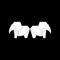 Pair Elephant Shape Inspired by Origami Form, can use for Logo, Pictogram, Animal Figure, Website, Apps, or Graphic Design Element. White Version vector