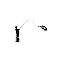 Silhouette of the Fisherman or Angler Catch Moray Eel, can use for Art Illustration, Logo Gram, Sticker, or Graphic Design Element. Editable vector