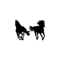 Pair Horse Silhouette, flat style, can use for Logo Gram, Art Illustration, Emblem, Pictogram, Apps, Website or Graphic Design Element. Pair Animal vector