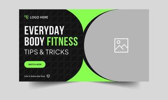 Daily body fitness thumbnail banner design, everyday exercise tips and trick cover banner design, fully editable eps 10 file format vector