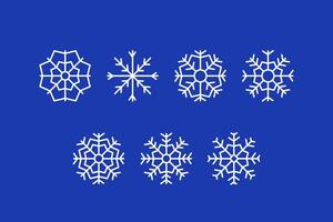 Set of cute snowflake icons on isolated background New Year ornament Symbols. vector
