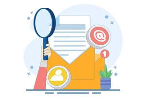 Concept of approaching target audience using email marketing, Online business strategy, Advertising, Email newsletter, sending messages, marketing materials. Design illustration. vector