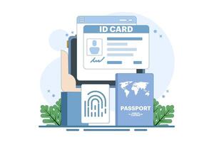Smart ID Card Concept. Digital passport and driving license. Electronic ID card. Screen template for smart phone, landing page, template, ui, web, mobile app, poster, banner. design. vector