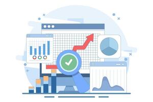 Big Data and Cloud Computing Concept. Businesses use remote servers to analyze large data sets and identify errors. Data concept. vector