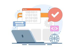 Informatics Concept showing Logistics and Supply Chain Management Software Solution with Coding and Digital Technology Background. Flat Illustration on the background. vector