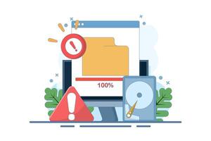 Full memory concept. File storage space is full. Can be used for landing page, template, web, homepage, poster, banner. Illustration. vector