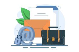 Strong padlock security concept on email symbol. Email security protection, security system to protect against cyber attacks, spam or data leaks, data encryption technology. vector