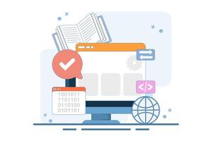 Informatics Concept showing Logistics and Supply Chain Management Software Solution with Coding and Digital Technology Background. Flat design illustration in the background. vector