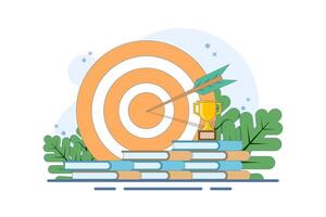 Self-development concept. Skills improvement. Self-study, online education, e-books, distance learning. Goal achievement. Modern flat cartoon style. Design illustration on background. vector