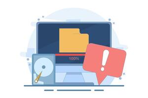 Full memory concept. File storage space is full. Can be used for landing page, template, web, homepage, poster, banner. Design illustration. vector