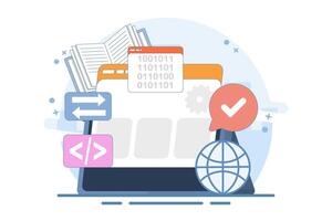 Informatics Concept showing Logistics and Supply Chain Management Software Solution with Coding and Digital Technology Background. Illustration vector