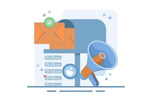 Mailbox Concept with new message notification icon, email marketing, Online business strategy, Advertising, Email newsletter, sending messages, marketing materials. Illustration. vector