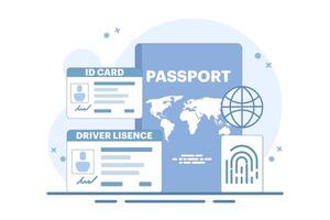 Smart ID Card Concept. Digital passport and driving license. Electronic ID card. Screen templates for smart phones, landing pages, templates, ui, web, mobile apps, posters, banners. vector