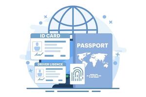 Smart ID Card Concept. Digital passport and driving license. Electronic ID card. Screen templates for smart phones, landing pages, templates, ui, web, mobile apps, posters. vector
