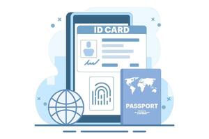 Smart ID Card Concept. Digital passport and driving license. Electronic ID card. Screen template for smart phone, landing page, template, ui, web, mobile app, poster, banner. flat design. vector