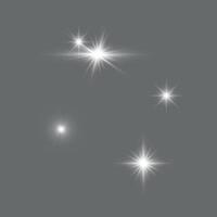 White flashes of light and bright lights with transparency for overlay on illustration isolated on gray background vector