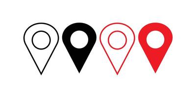 Location icon. Map pin. gps. place marker. location icon set map pointer pin sign symbol red, black outline destination icon place address navigation locator sign illustration. vector