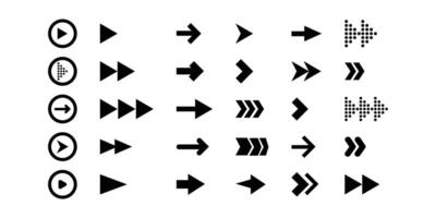 Arrow icon set isolated on white background. Simple arrow icons in black. Modern simple arrows. Different cursor arrow direction symbols in flat style. vector