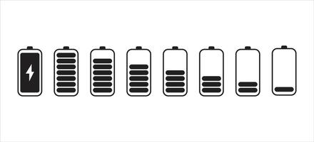 Battery icon set. battery charge level. Mobile phone power level indicator illustration collection. vector