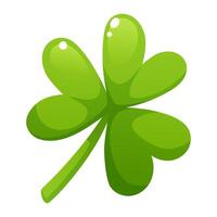 Green clover, shamrock, three-leaf clover. Attribute of the holiday St. Patrick's Day. Plant for luck, fortune, rare form, three leaves. Illustration of a shamrock on a white background. vector