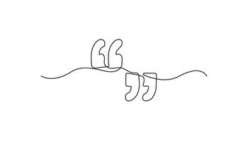 quote mark continuous one line drawing liner art vector