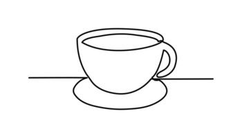 coffee cup continuous one line drawing drinking abstract line art vector