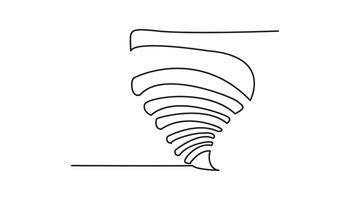 storm with tornado continuous one line drawing vector