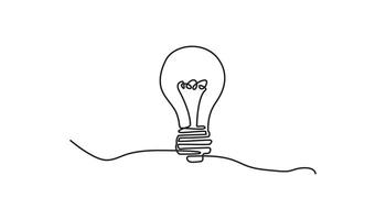 light bulb continuous one-line drawing vector