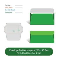 Size 13x10 in, Envelope Dieline template, And 3D Box, vector